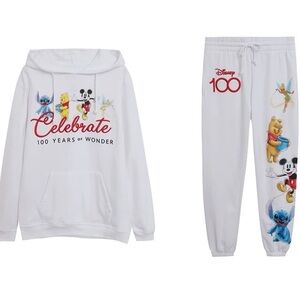 Disney 100 year anniversary celebration hoodie and pants 2 piece set SZ L
